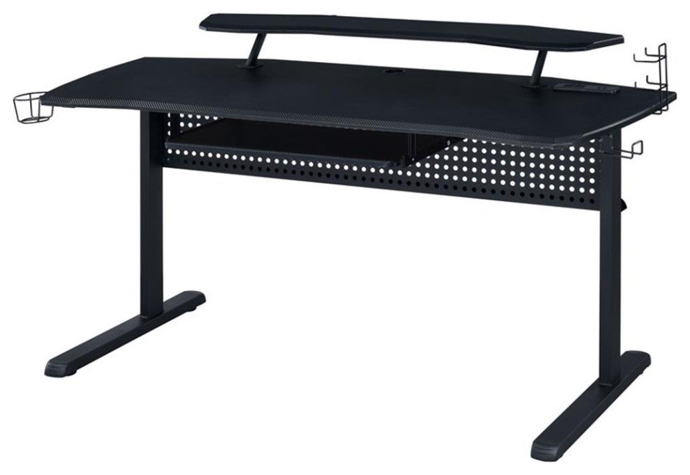 ACME Vildre Metal Frame Gaming Table with USB Port and LED Light in Black