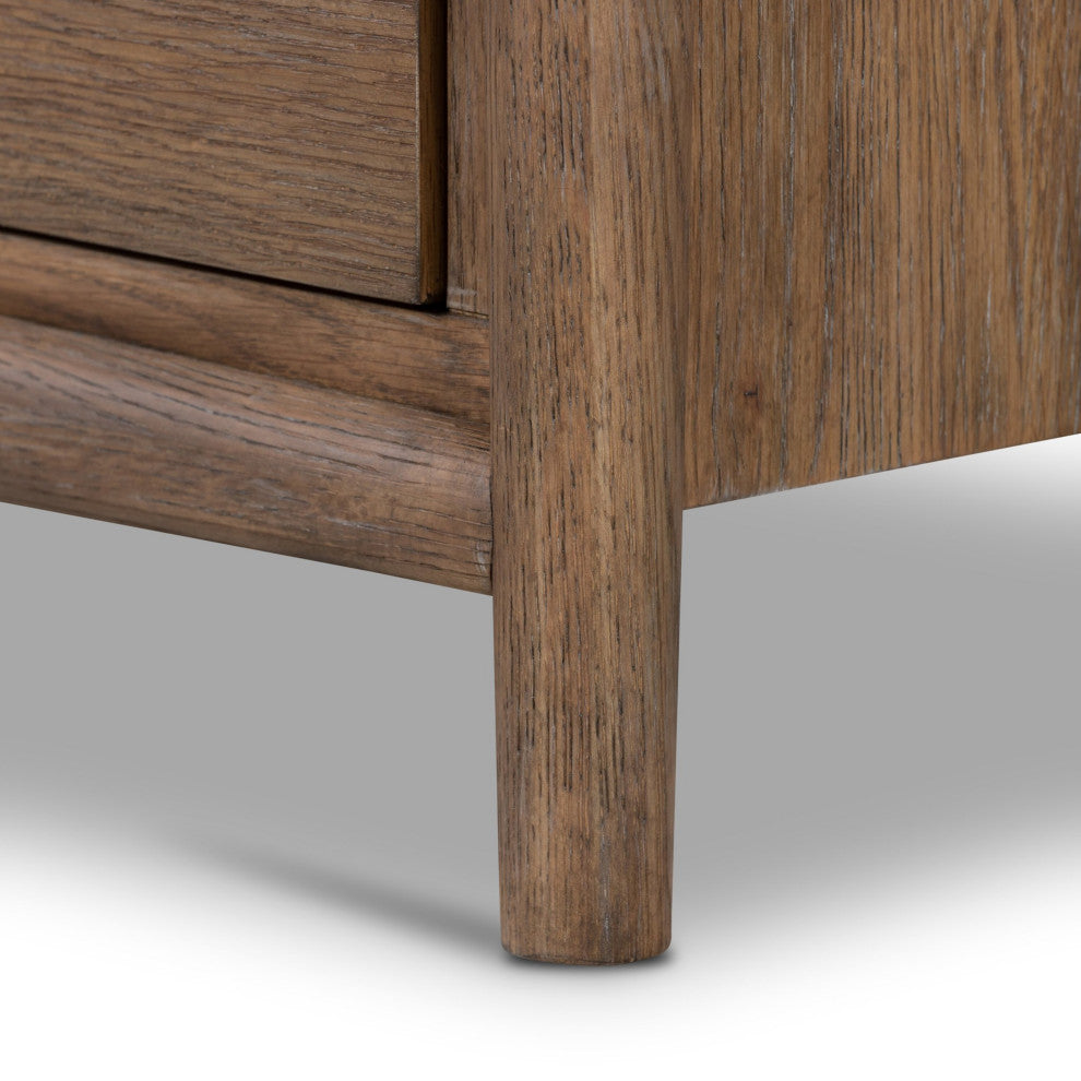 Glenview Nightstand Weathered Oak, Weathered Oak Veneer, Aged Bronze