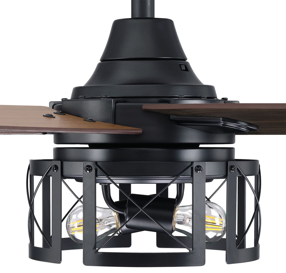 52 in. Reversible Blades Matte Black Ceiling Fan with Remote Control