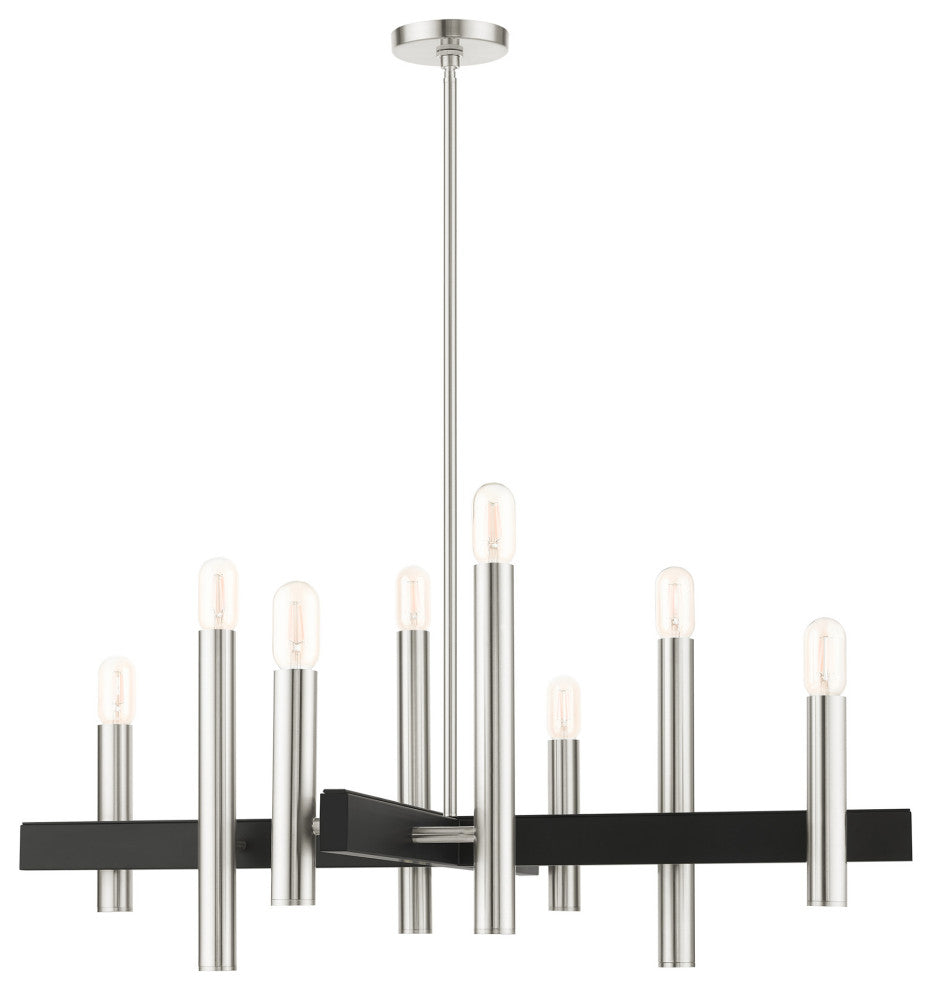 Brushed Nickel Mid Century Modern, Urban, Scandinavian, Chandelier