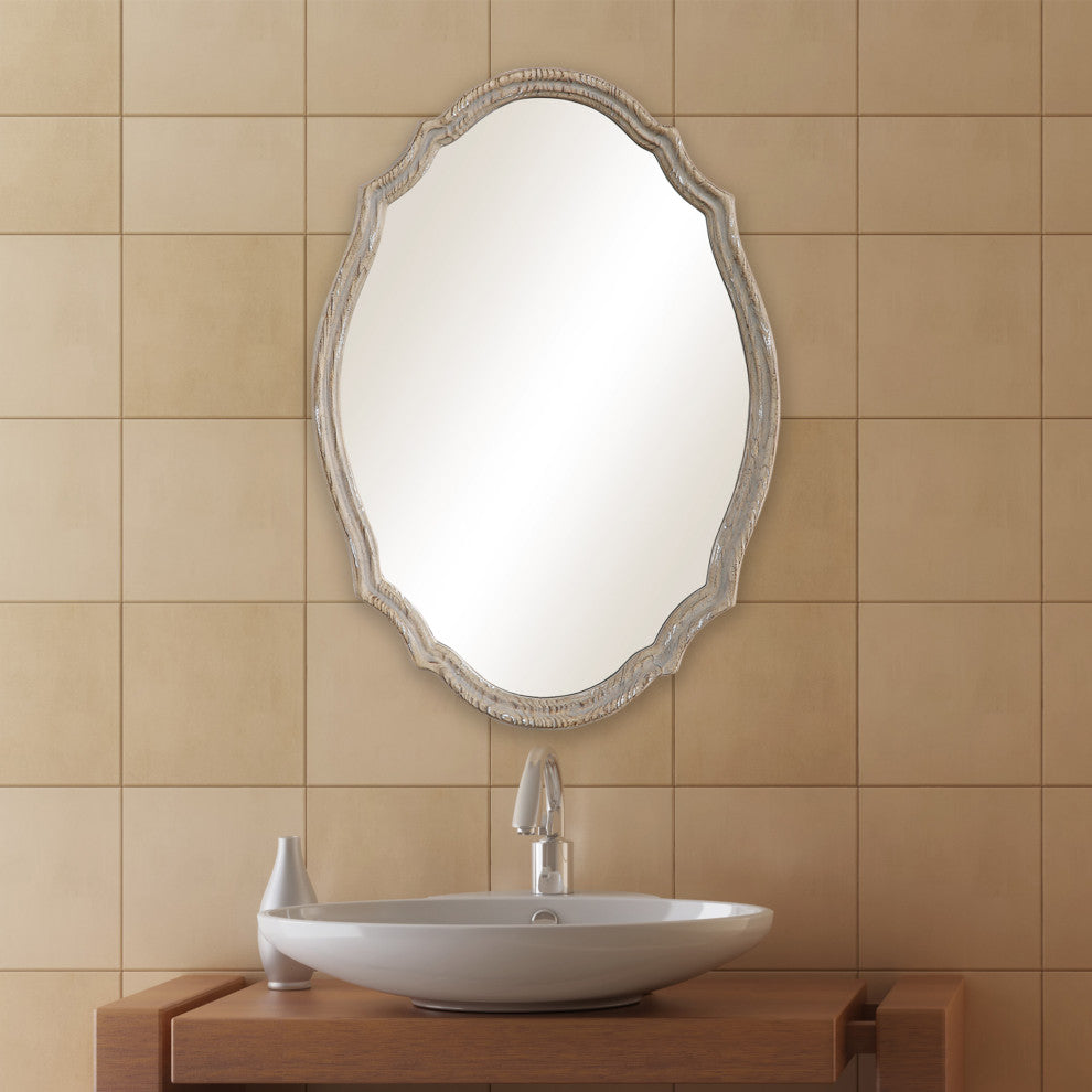 34" Coastal Brown Oval Mirror