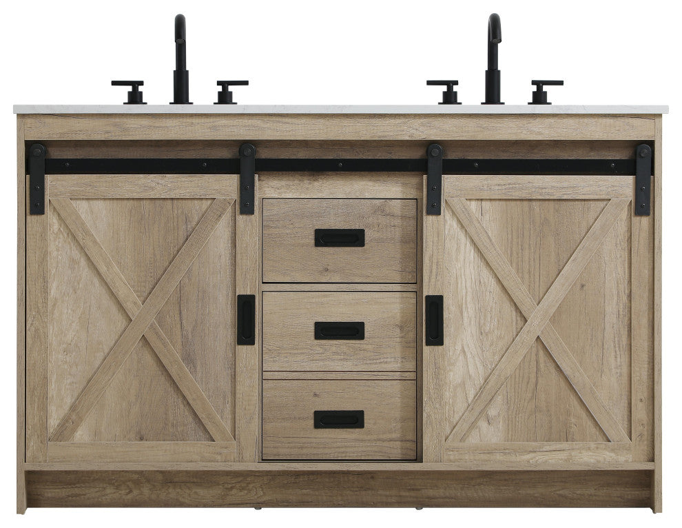 Home Living 54" Double Bathroom Vanity, Natural Oak