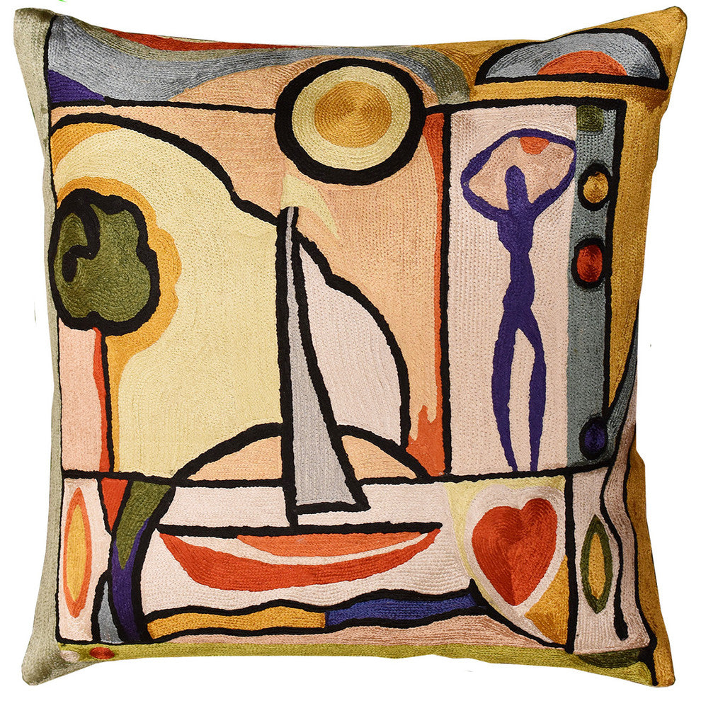 Fun in the Sun II by Alfred Gockel Accent Pillow Cover Handmade Art Silk 18x18"