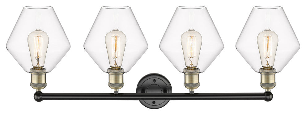 Cindyrella 4-Light 35" Bath Vanity Light, Black Antique Brass, Clear Shade