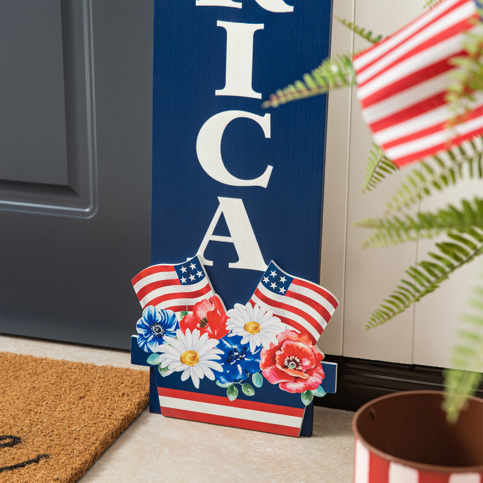 42"H Patriotic Wooden AMERICA Porch Decor