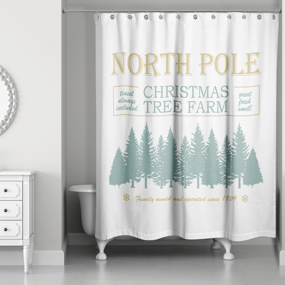 North Pole Christmas Tree Shower Curtain, 71"x74"