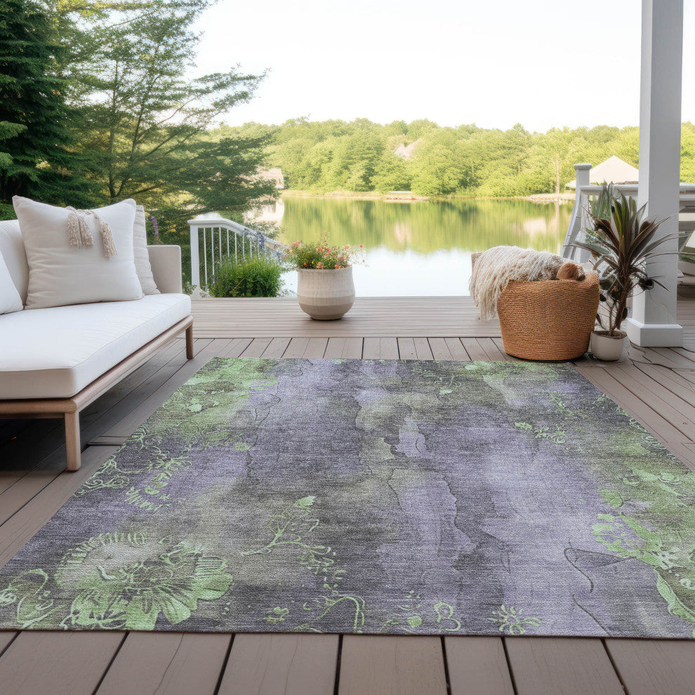 Machine Washable Indoor/Outdoor Chantille ACN1869 Violet 10' x 14' Rug