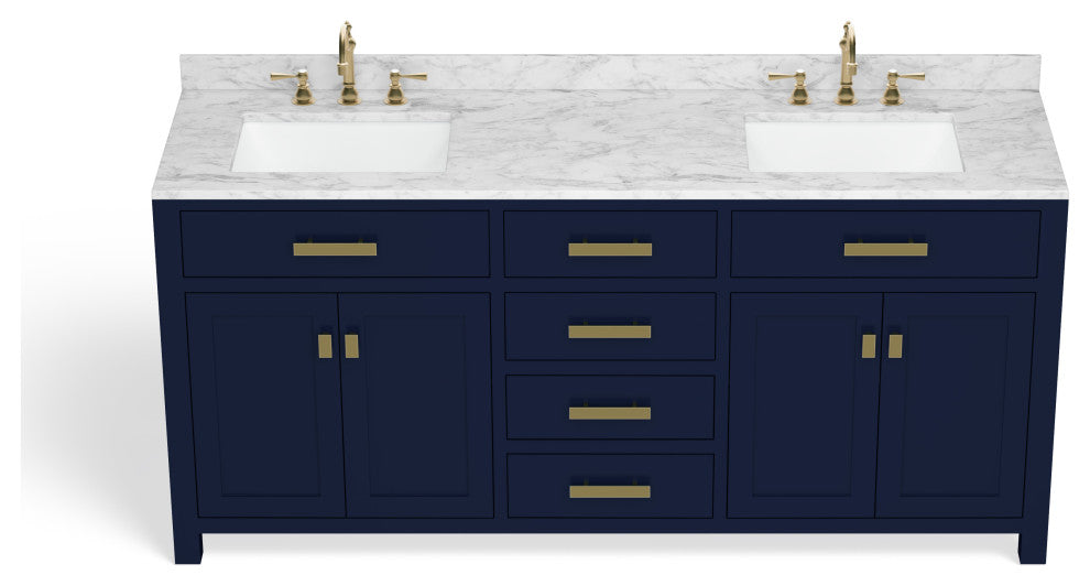 The Savoy Bathroom Vanity, Monarch Blue, 72", Double, With Mirror, Freestanding