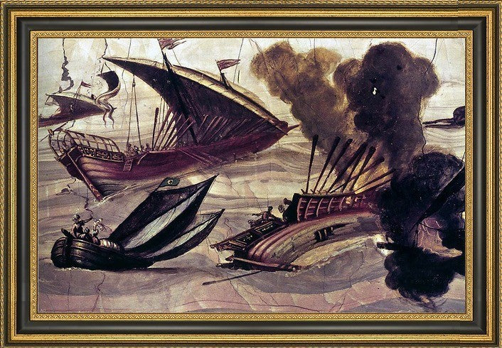 Filippo Napoletano Naval Battle Framed Premium Canvas Print, 16"x24"