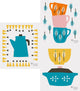 Swedish Dishcloth/Sponge Cloth: 3-Pack Kettle, Cups, & Bowls, Cobalt Blue/Orange