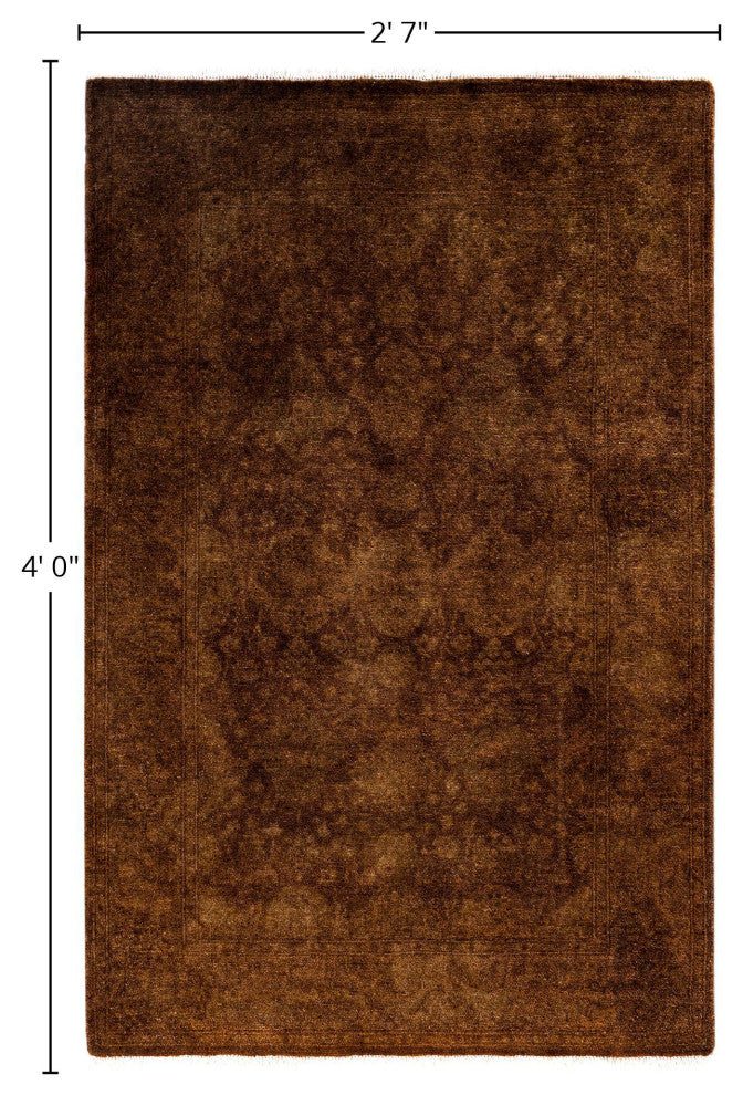Overdyed One-of-a-Kind Hand-Knotted Area Rug Brown, 2' 7" x 4' 0"