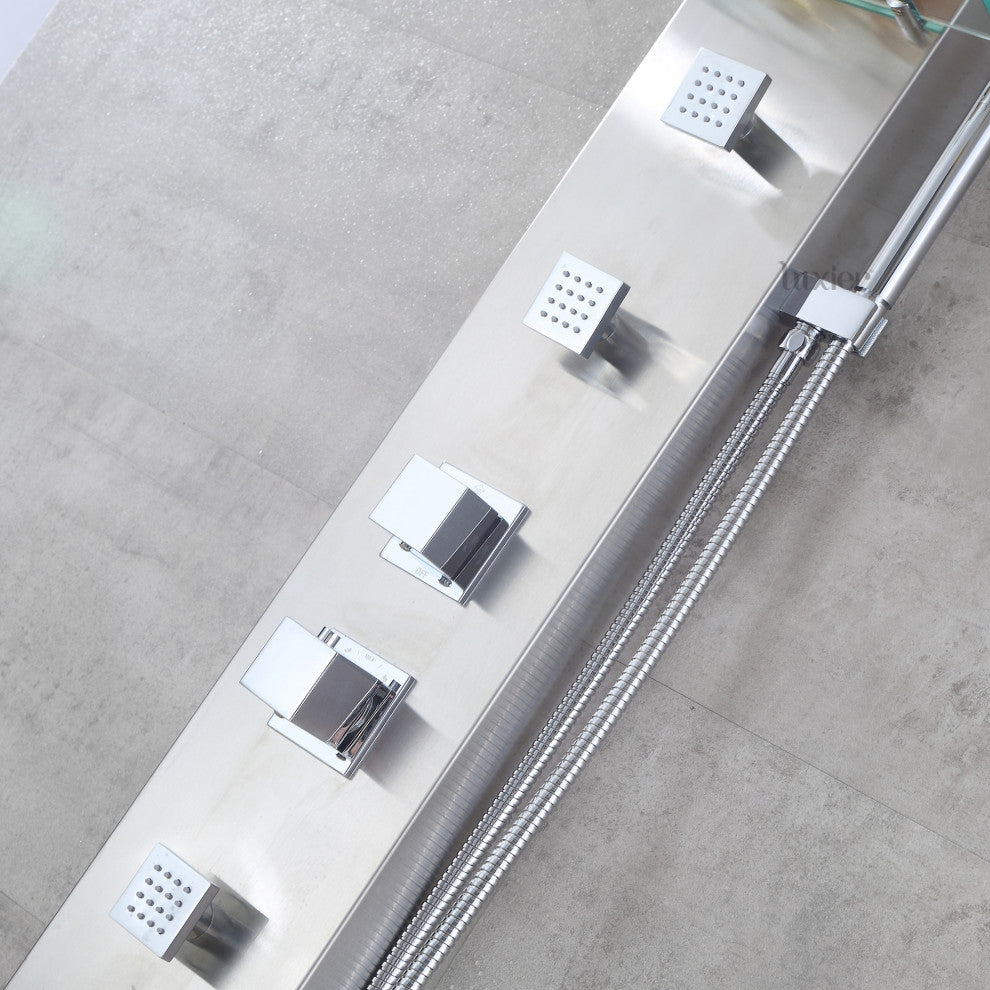 Luxier 55" 3-Jet Shower Panel System With Rainfall Shower Head Hand Shower