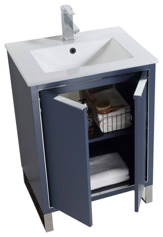 Fine Fixtures Opulence Collection Bathroom Vanity with White Ceramic Sink