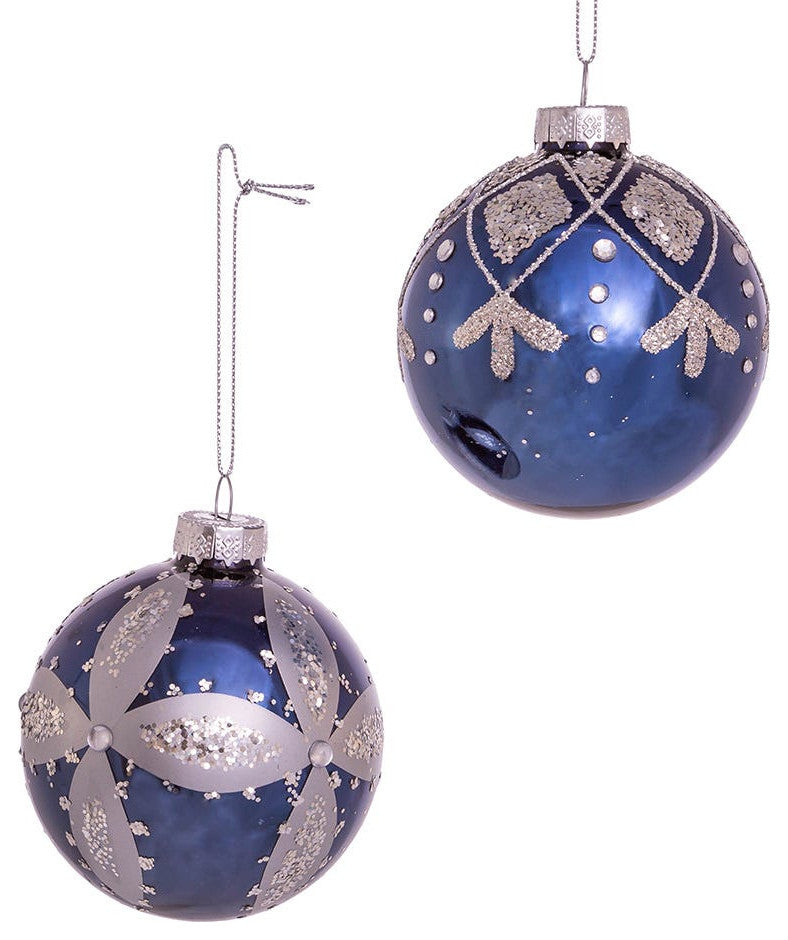 80MM Navy Blue Glass Ball Ornaments, 6-Piece Set