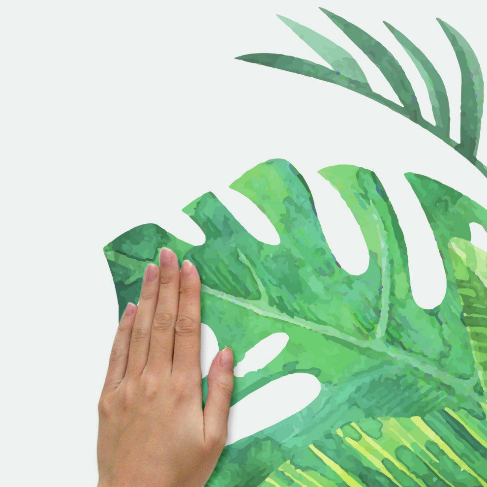 Green Watercolor Tropical Leaves XL Giant Wall Decals
