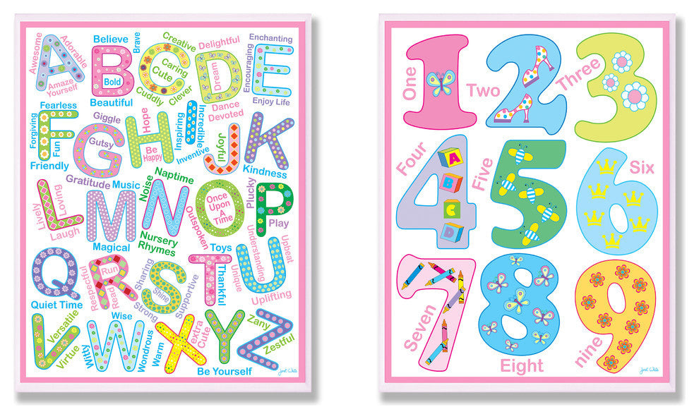 Letters and Numbers, Bright Colors 2-Piece Wall Plaque Set