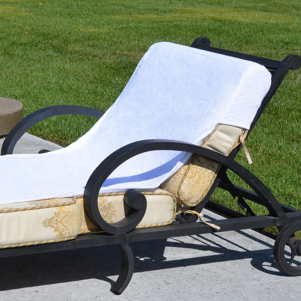 Linum Home Standard Size Chaise Lounge Cover, White, Without Side Pockets