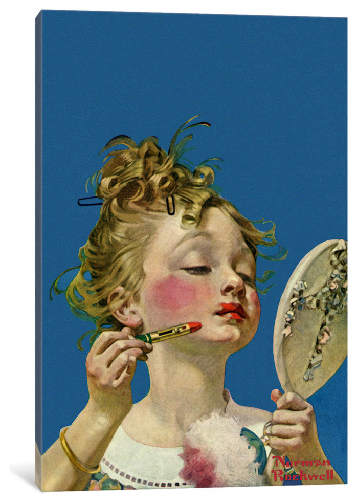 "Little Girl with Lipstick" by Norman Rockwell, 40x26x1.5"