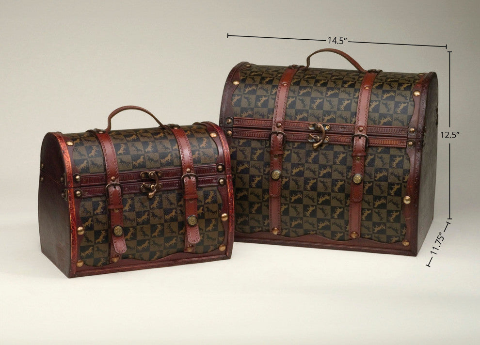 Mafalda Wood 2-Piece Dome Top Decorative Box Set, Brown