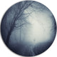 Deer On Road In Foggy Fall Night, Landscape Disc Metal Wall Art, 38"