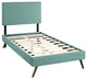 Modway Phoebe Twin Fabric Platform Bed With Round Splayed Legs, Laguna