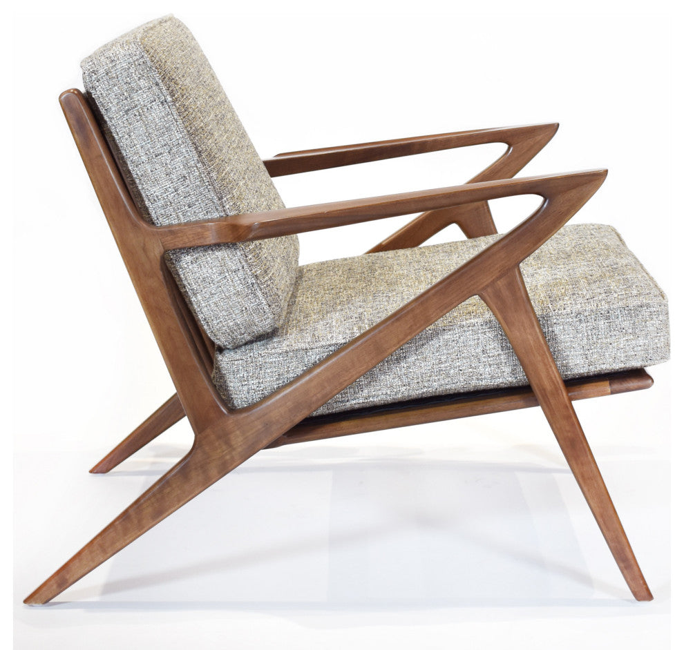 Zach Mid Century Modern Walnut Lounge Chair, Mineral