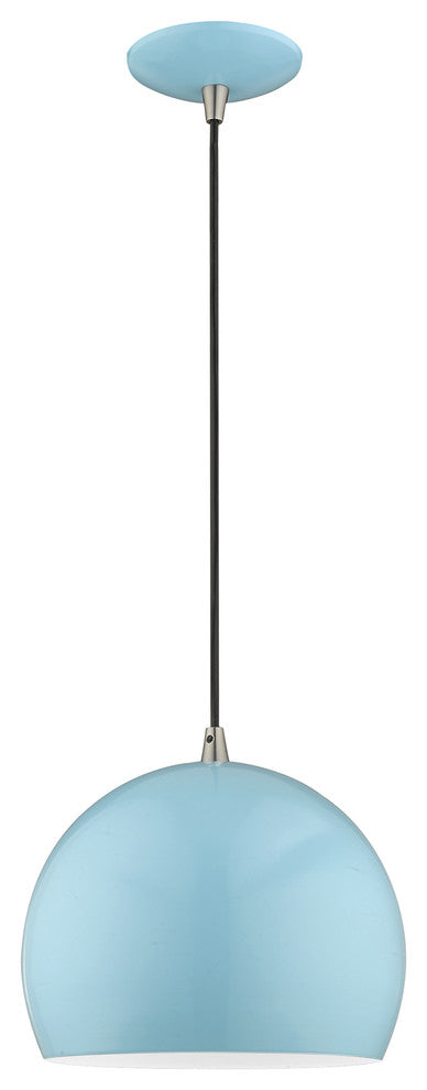 Livex Lighting Shiny Baby Blue 1-Light Mini Pendant