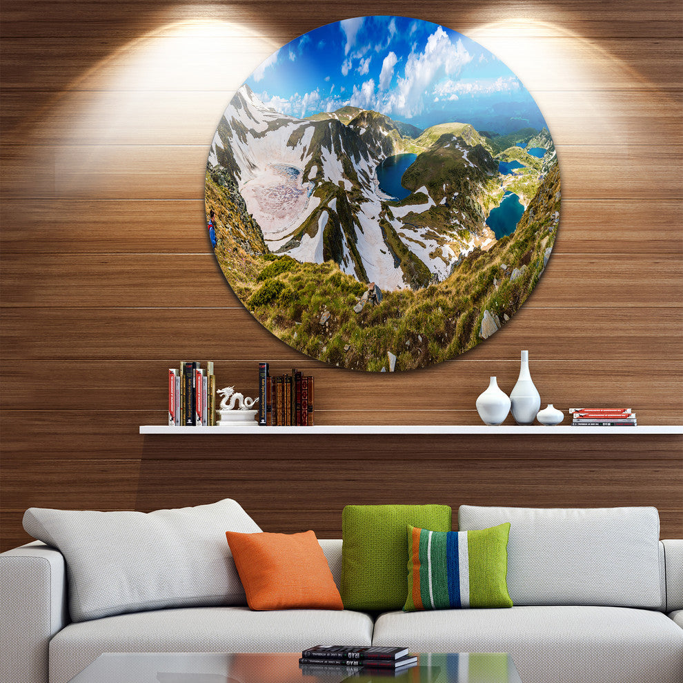 Clouds Over Seven Rila Lakes, Landscape Disc Metal Wall Art, 36"