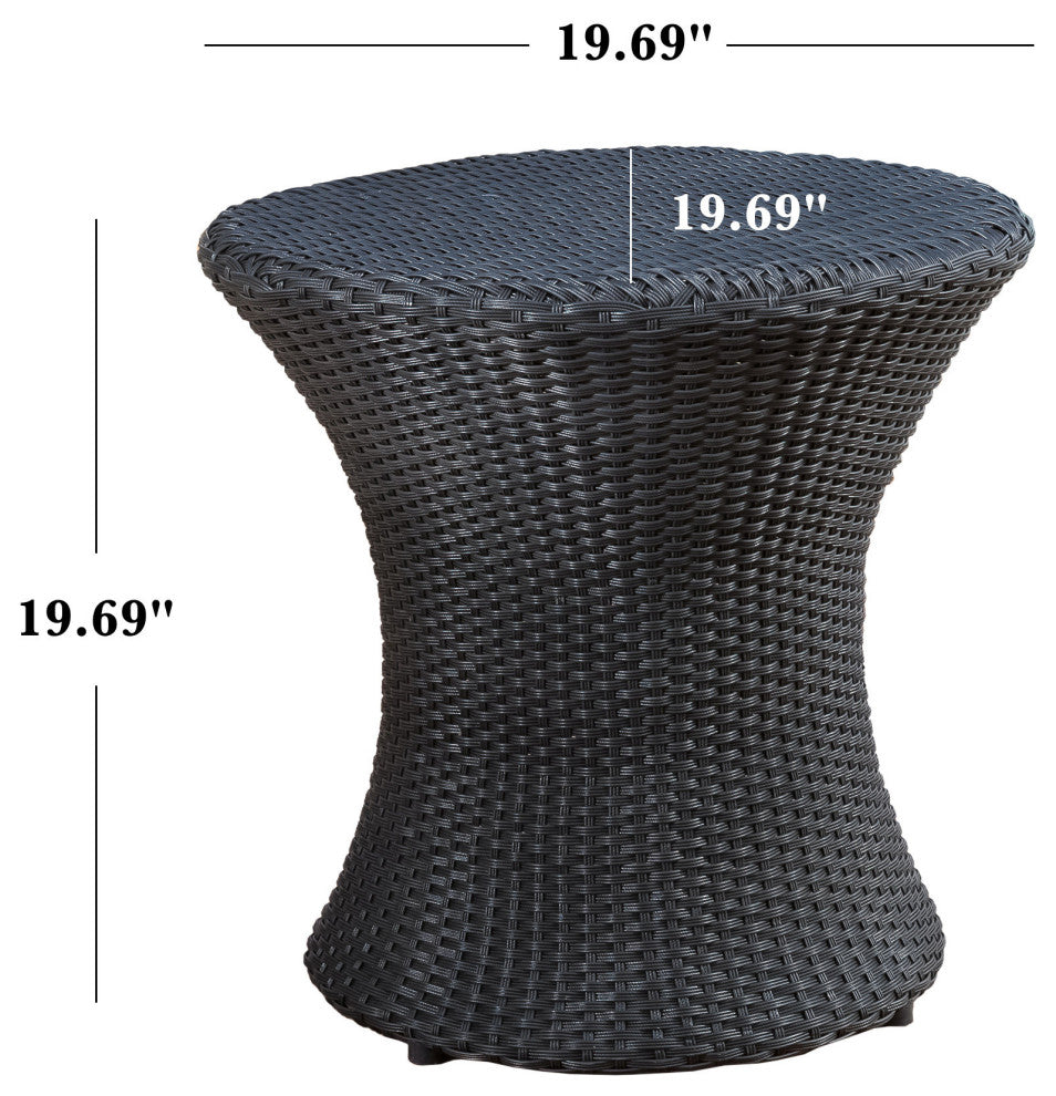 GDF Studio Lorenzo Outdoor Boho Wicker Accent Table, Black
