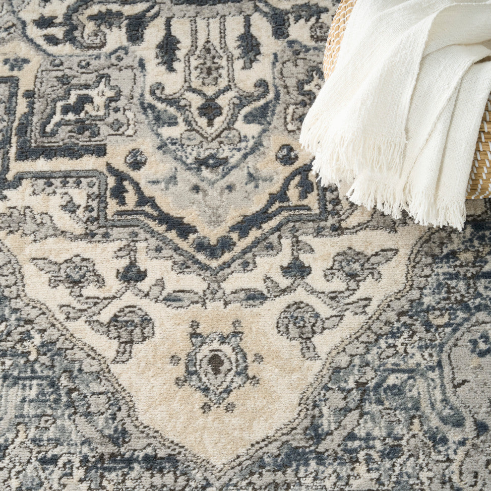 Nourison Quarry 3'9" x 5'9" Ivory Navy Vintage Indoor Rug