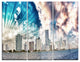 "Miami Skyline With Clouds" Photo Metal Wall Art, 3 Panels, 36"x28"