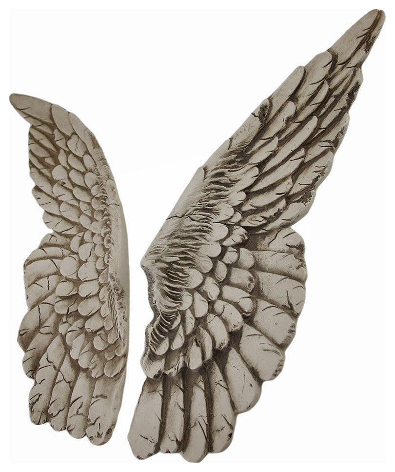 Wings of Protection Pair of 11 inch Aged Finish Wall Hanging Angel Wings