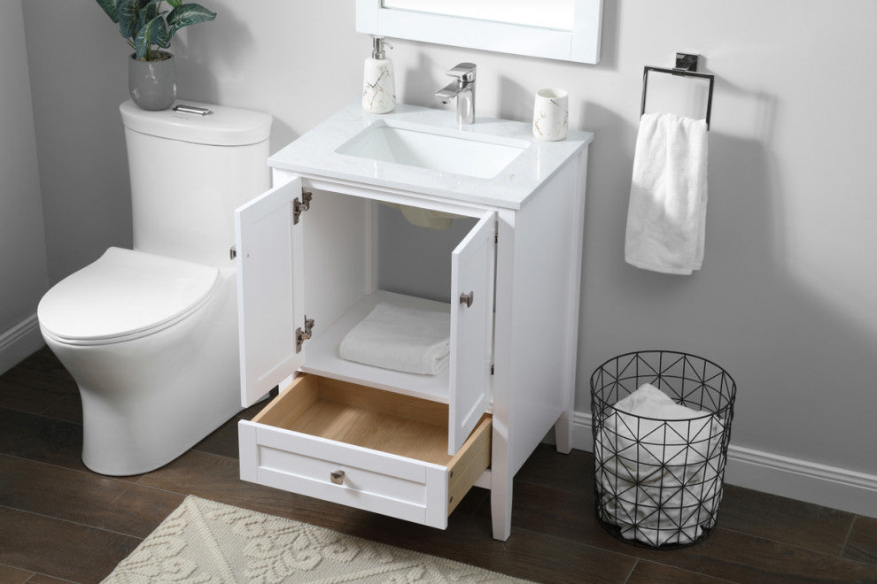 24" SIngle Bathroom Vanity, White