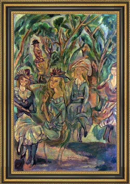Jules Pascin Women in the Park - 18" x 27" Framed Premium Canvas Print