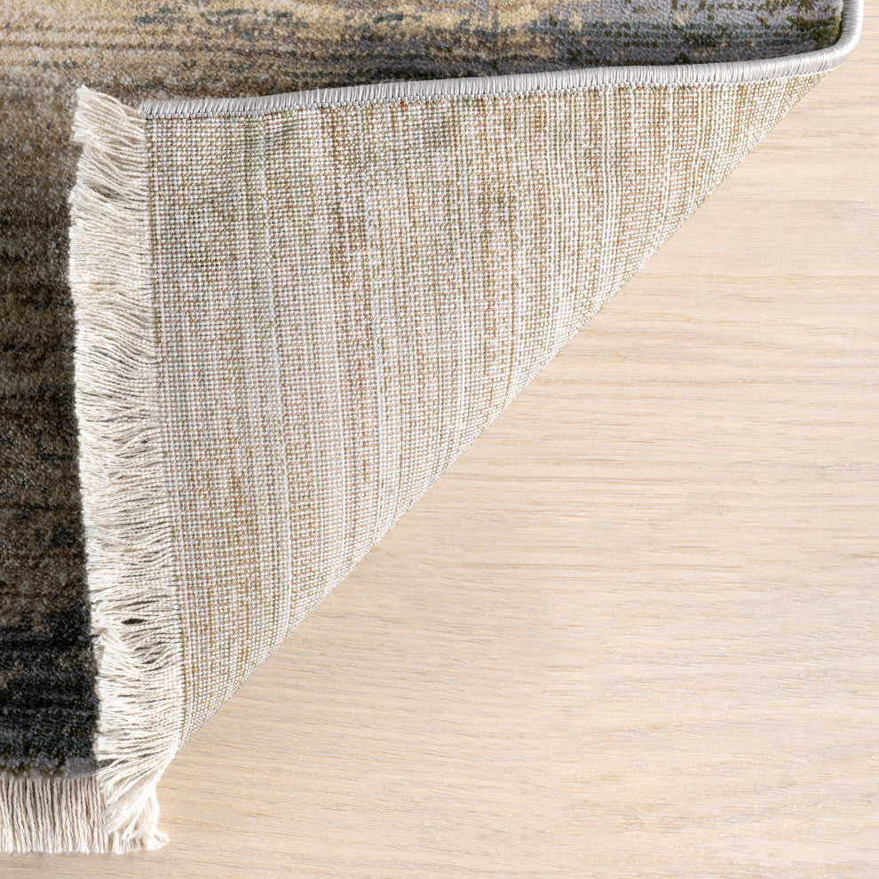 Rhianna Contemporary Abstract Area Rug, Dark Beige 2'8"x8'
