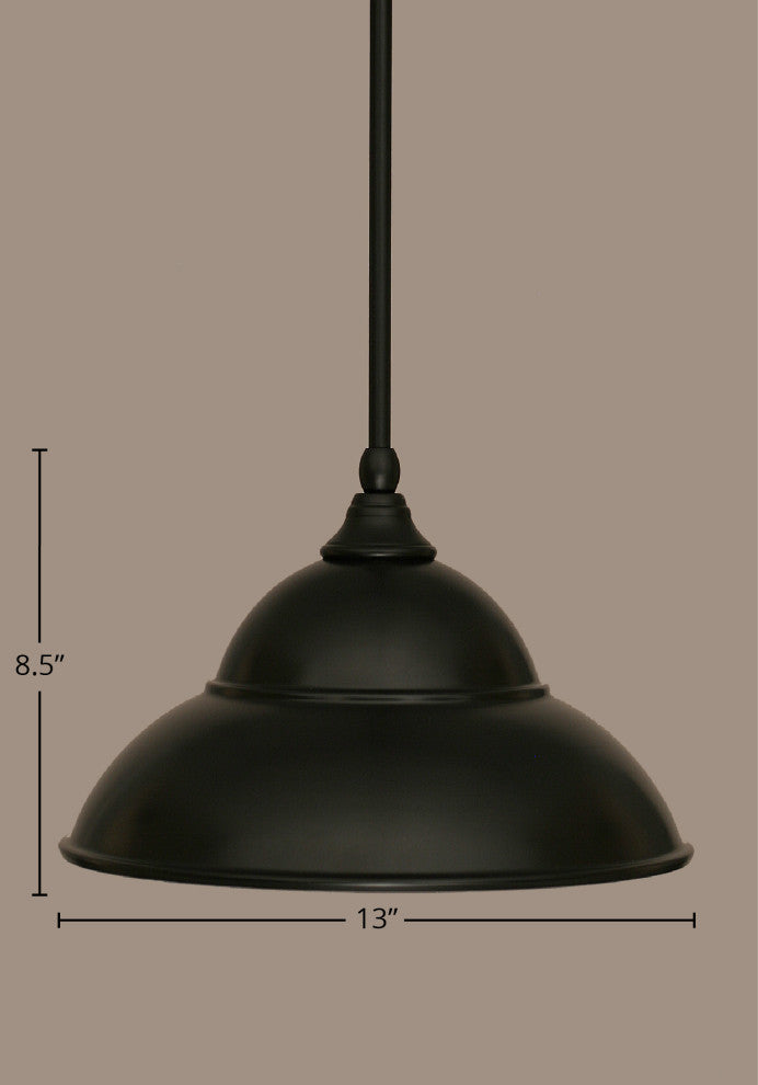 Stem Mini Pendant In Matte Black, 13" Matte Black Double Bubble Metal Shade