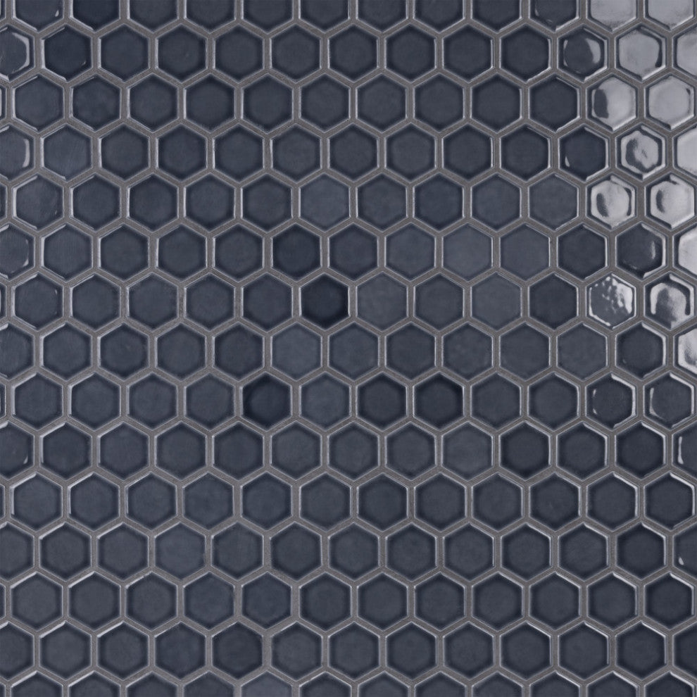 Hudson Due 2" Hex Storm Grey Porcelain Floor and Wall Tile