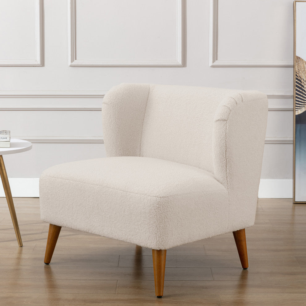 Vesper Boucle Accent Chair, Milky White