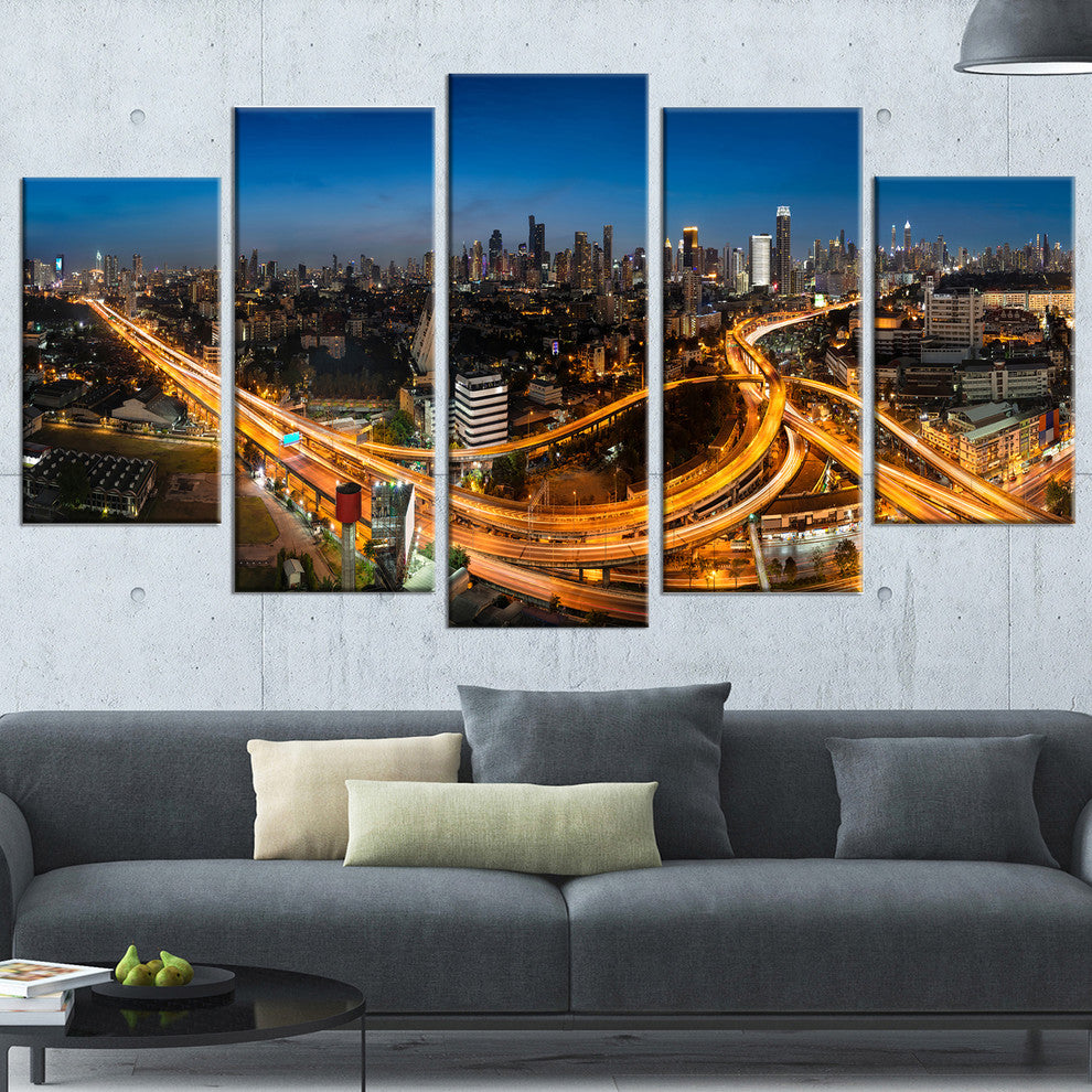 "Highway and Main Traffic Bangkok" Canvas Print60"x32", 5-Panels