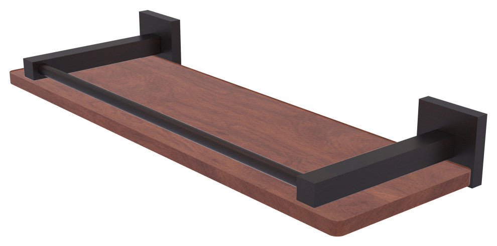 Montero 16" Solid Wood Shelf with Gallery Rail, Venetian Bronze