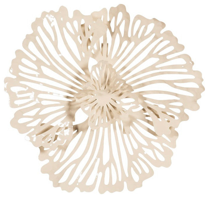 Flower Wall Art, Extra Small, Ivory, Metal