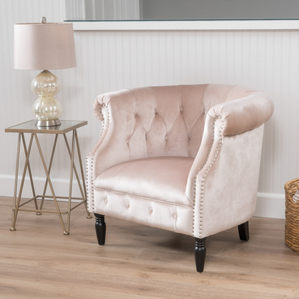 GDF Studio Aries New Velvet Tub Style Club Chair, Champagne