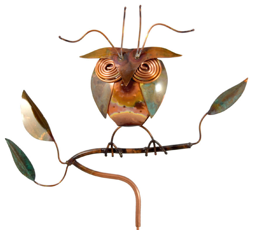 Handcrafted Copper Owl Garden Stake