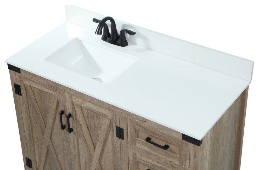 Home Living 19" Farmhouse Natural Oak-Light Bathroom Vanity