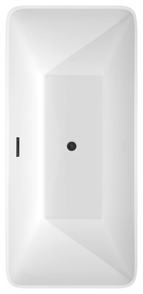 Tiffany 67" Freestanding White Bathtub, Matte Black Drain and Overflow Trim