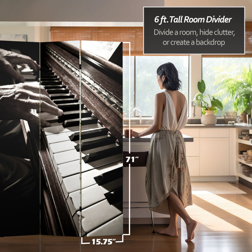 6' Tall Double Sided Music Canvas Room Divider