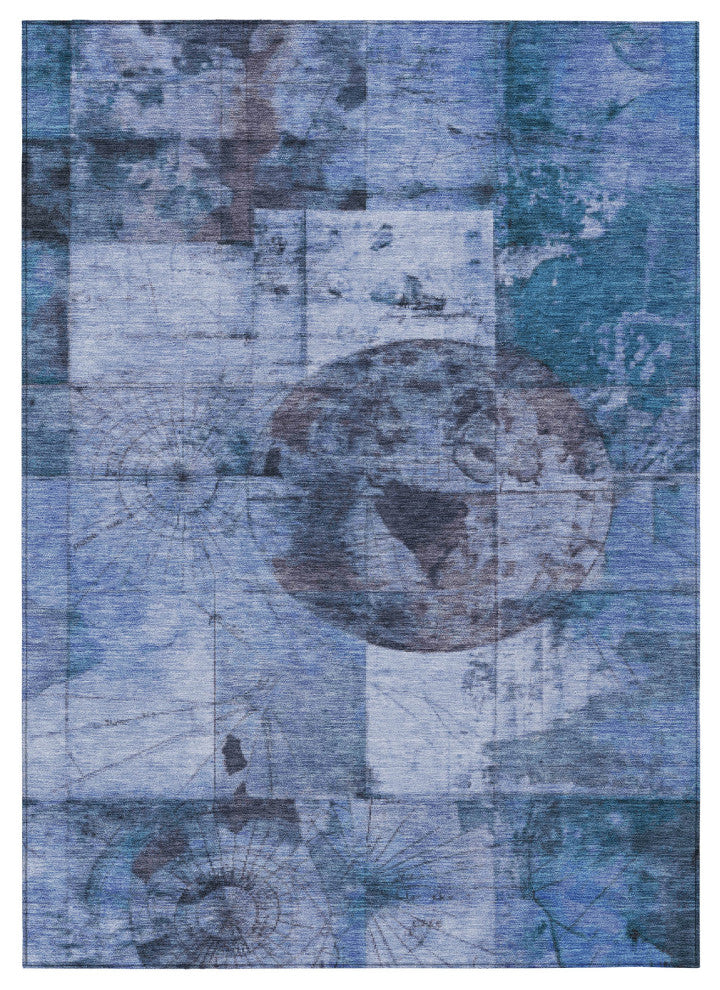 Machine Washable Indoor/Outdoor Chantille ACN1905 Blue 8' x 10' Rug