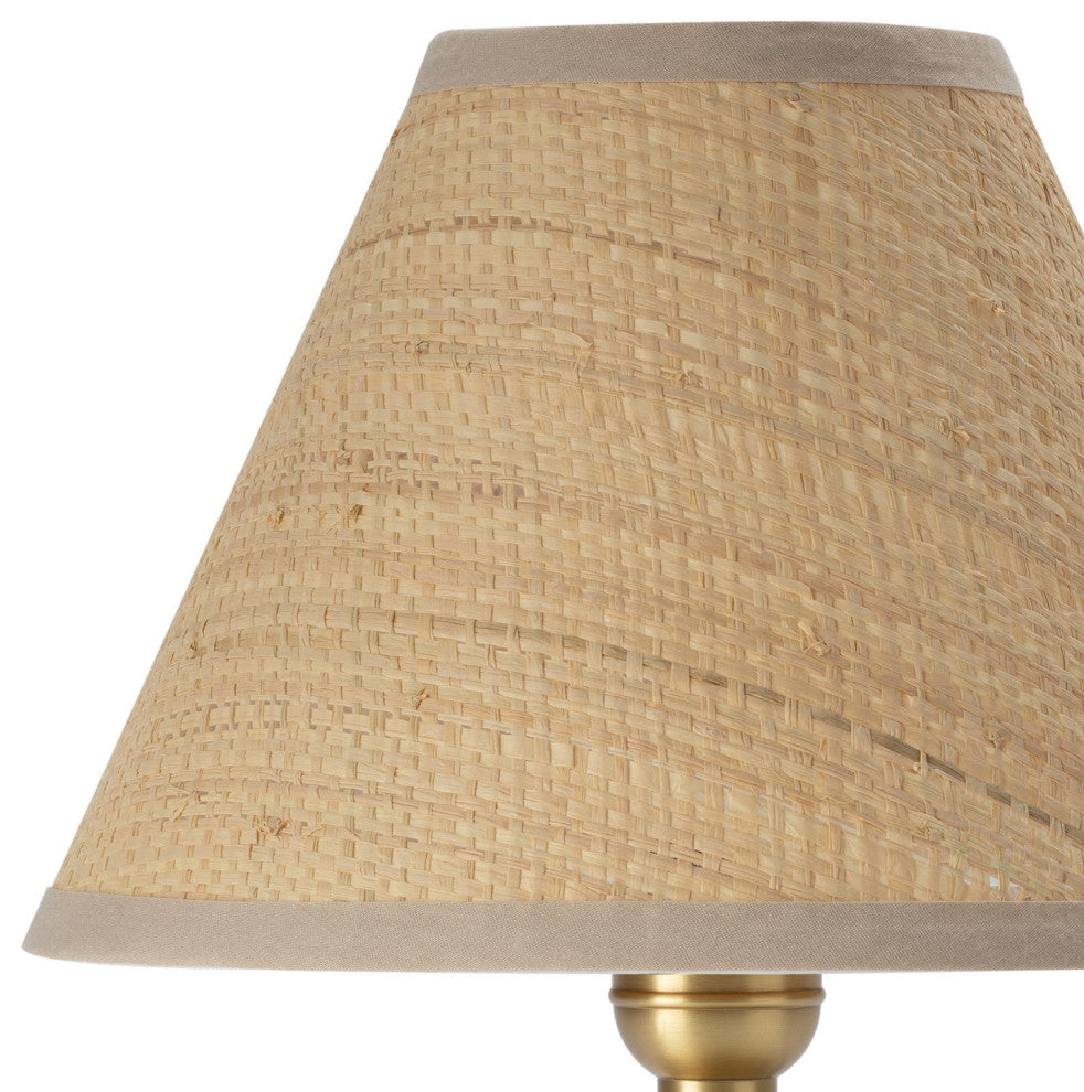 Giorgio Crystal Mini Lamp, Natural Brass With Rattan Shade