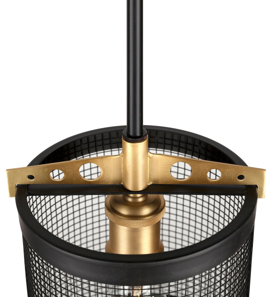 1-Light Wire Mesh Mini Pendant, Black and Soft Gold