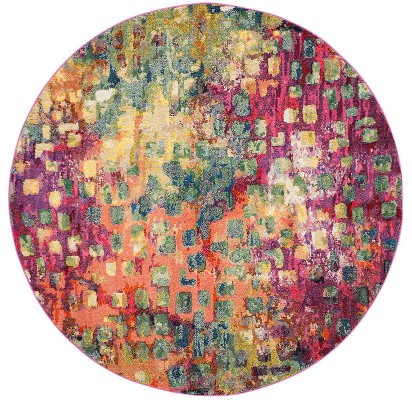 Safavieh Monaco Mnc225D Pink, Multi Area Rug, 7' Round